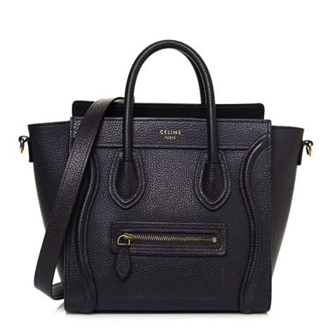 CELINE Drummed Calfskin Nano Luggage Liquorice